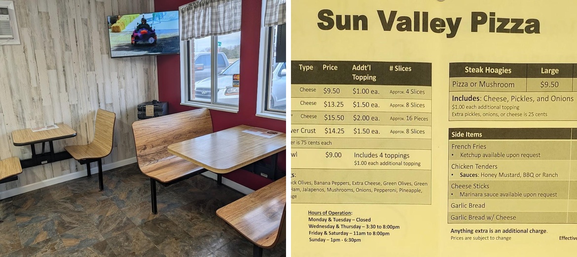 Sun Valley Pizza Menu